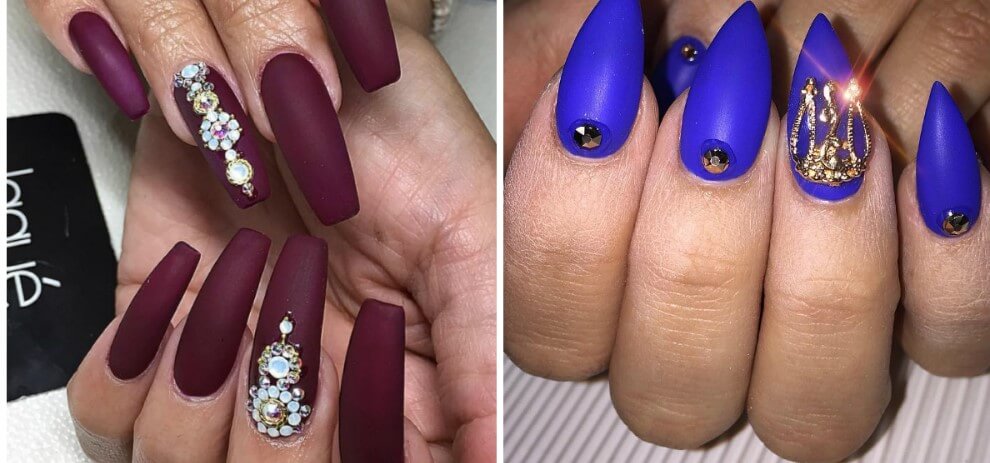 Маникюр со стразами на длинном ногте