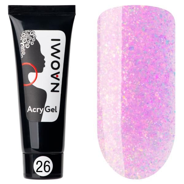 Полигель Naomi AcryGel 26 Нежная фуксия (блеск), 15гр