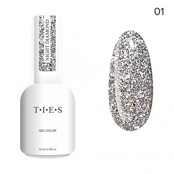Гель-лак Ties Night Diamond светоотражающий #01, 10 мл Гель-лак Ties Night Diamond светоотражающий #01, 10 мл