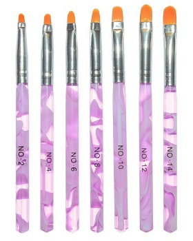 Набор кистей для геля 7 штук мрамор