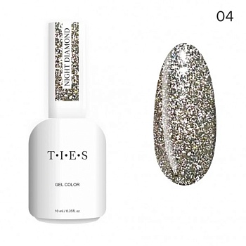 Гель-лак Ties Night Diamond светоотражающий #04, 10 мл Гель-лак Ties Night Diamond светоотражающий #04, 10 мл