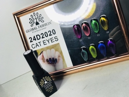 Гель-лак Global Fashion (Глобал Фэшн) кошачий глаз 24D 2020 № 004, 8 мл