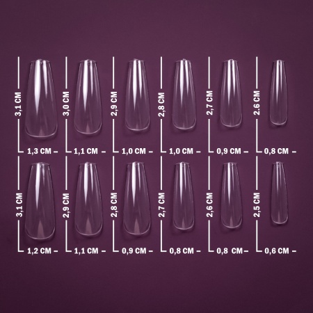 Гелевые типсы Optima Балерина прозрачные 120 шт.