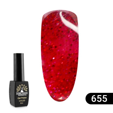 Гель-лак Global Fashion (Глобал Фэшн) Sexy Red 655, 8 мл