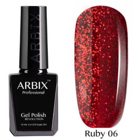 Гель-лак Arbix (Арбикс) Ruby 006 Красный Песок, 10 мл