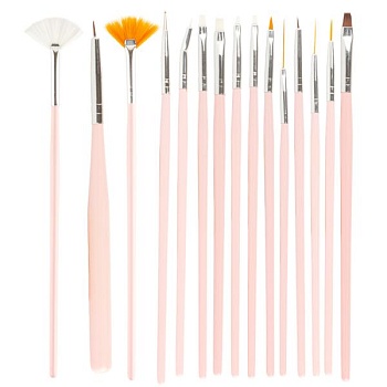 Набор кистей из искусственного ворса 1/15 розовые