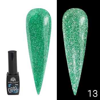 Каучуковая светоотражающая база Global Fashion (Глобал Фэшн) Disco Opal 13, 8 мл