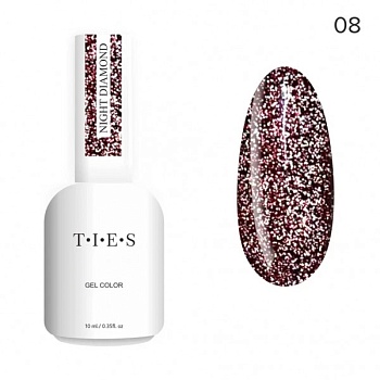 Гель-лак Ties Night Diamond светоотражающий #08, 10 мл