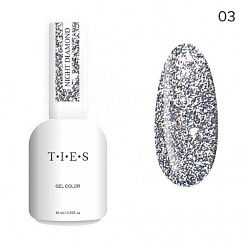 Гель-лак Ties Night Diamond светоотражающий #03, 10 мл