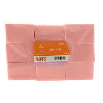 Безворсовые салфетки Bee Nails 1000 шт, розовые