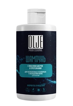 OLJE. Шампунь мужской с маслом бакучи и протеинами, 450 мл