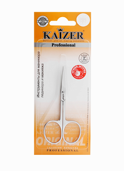 Маникюрные ножницы Kaizer 404024, прямые, серебро,  ручная алмазная заточка