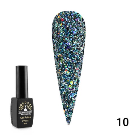 Гель-лак Global Fashion (Глобал Фэшн) Diamond Ball 010, 8 мл