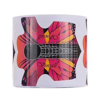 Формы для наращивания Vinsall бумажные одноразовые Бабочка разноцветная, 300 штук