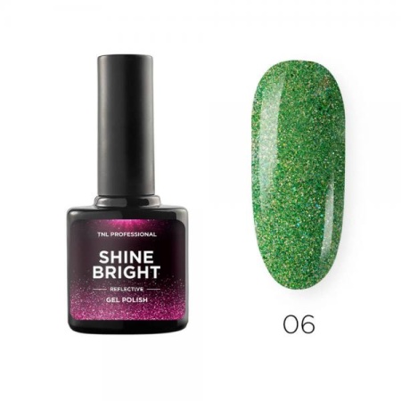 Гель-лак TNL (тнл) светоотражающий Shine bright 006 Изумрудная вуаль, 10 мл