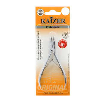 Маникюрные кусачки Kaizer 403011, двухпружинные, ручная алмазная заточка, серебро