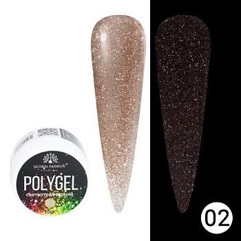 Светоотражающий полигель (PolyUVGel) Global Fashion (Глобал Фэшн) 02, 15 мл Светоотражающий полигель (PolyUVGel) Global Fashion (Глобал Фэшн) 02, 15 мл