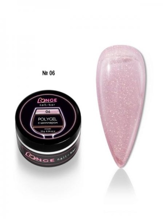 LONGE nail-bar (Ланд неил бар) Полигель с шиммером 06, 15 мл