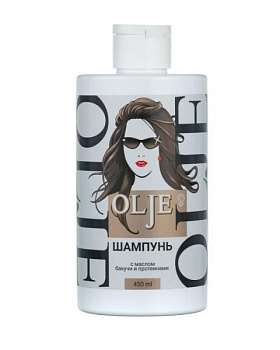 OLJE. Шампунь женский с маслом бакучи и протеинами, 450 мл